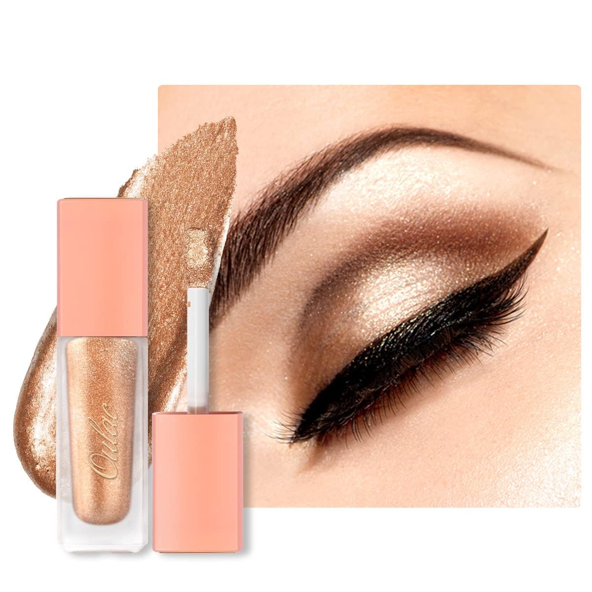 Oulac Liquid Glitter Eyeshadow - Metallic Gold Eyeshadow & Liquid Eyeliner with Fine Sparkle, Blendable Sparkly Eye Make-up, Crease Resistant, Vegan, 6.8g, Jupiter (09) — image 1