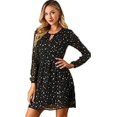 Allegra K Women's Choker V Neck Gilding Metallic Star Halloween Party Flared A-Line Dress