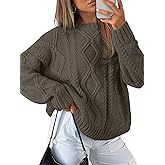Trendy Queen Women's Oversized Cable Knit Crewneck Sweaters