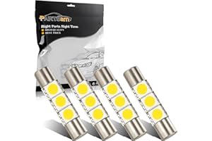 Partsam 28mm 29mm 6614F Festoon LED Light Bulb White, Super Bright 6612F 6641 LED Bulb 6000k for Vanity Mirror Lights Sun Visor Lights, 3-SMD 5050 Chips, 4Pcs