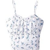 SweatyRocks Girl's Summer Floral Print Ruffle Cami Top Spaghetti Strap Ruched Tank Tops
