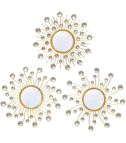 TaoliMo Gold Sunburst Mirror for Wall Decor Metal Sun Decorative