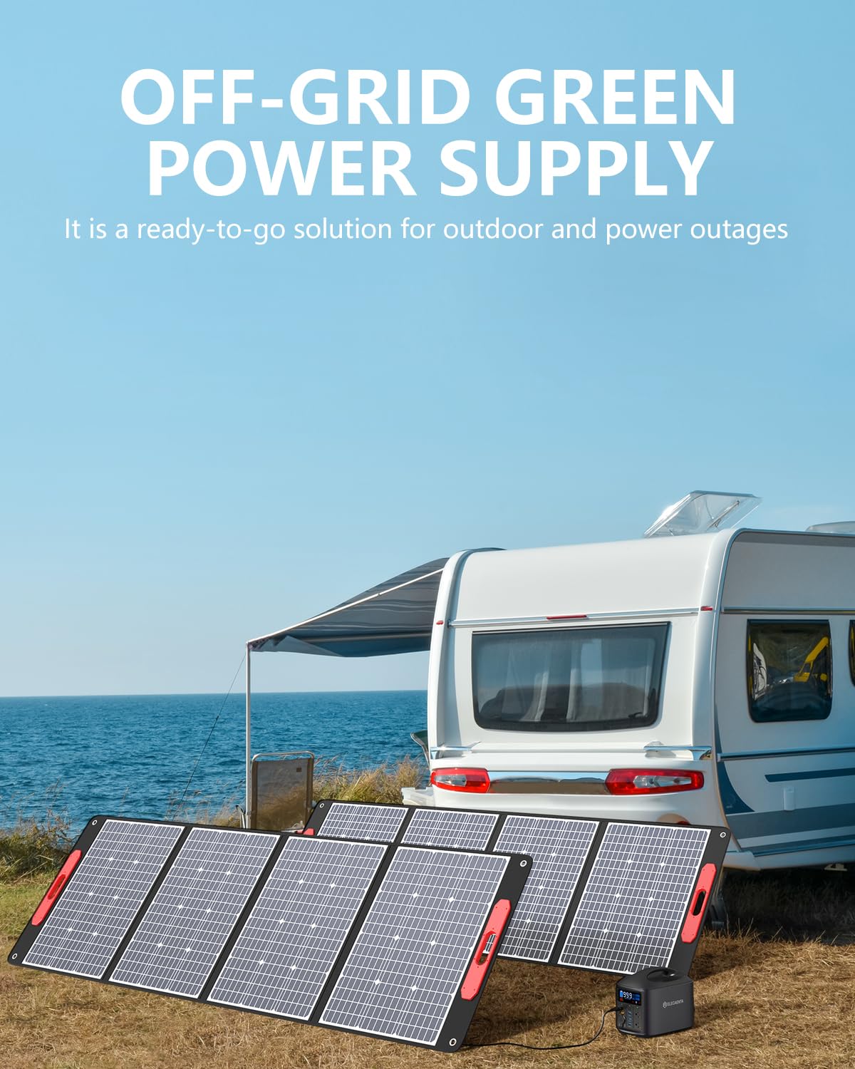 ELECAENTA 200W Portable Solar Panel for Power Station, 25% High Efficiency, Ultra Light with Kickstands, 20V/10A Foldable ETFE Solar Charger for Camping RV Trip Outdoor Home Backup Off Grid