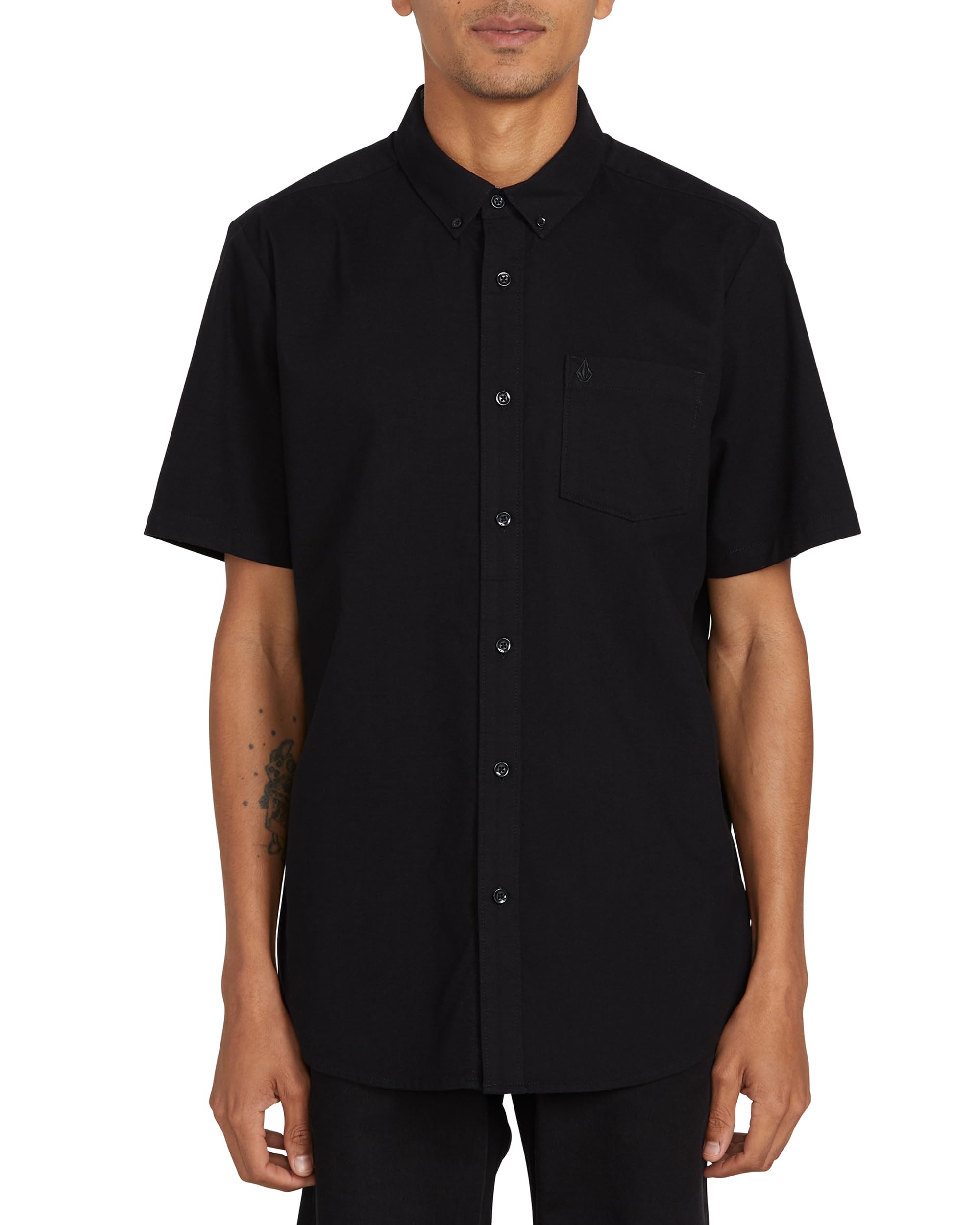 Photo 1 of Volcom mens Everett Oxford Short Sleeve Button Down Shirt, New Black, Small US