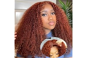 UNICE Bye Bye Knots Glueless Wig 7x5 Pre Cut Lace Front Wigs Human Hair Reddish Brown Deep Curly Invisible Knots Pre Everything Put on and Go Human Hair Wig Pre Plucked 180% Density 18inch