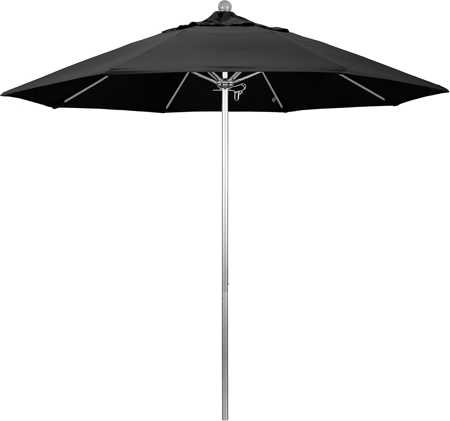 Amazon Com California Umbrella 9 Round Aluminum Fiberglass Umbrella Push Open Silver Pole Olefin Black Fabric Chandeliers Garden Outdoor