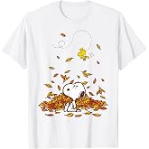 Snoopy &amp; Woodstock Fall Leaf Pile T-Shirt