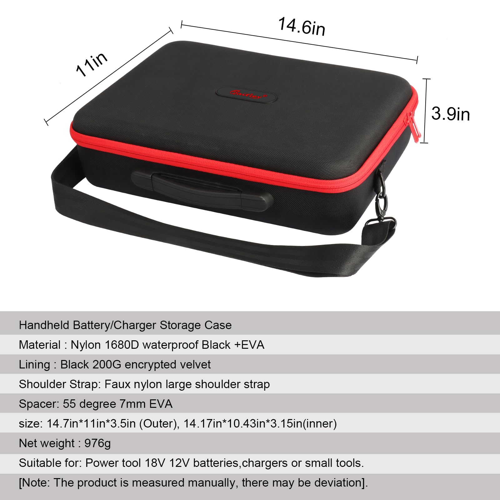 Powarobor Akku Lagerung Case Halter Koffe,Etui Tasche Aufbewahrungsbox für Einhel_l_18V Akku und Ladegerät,Zubehör und Werkzeug-Hält 18V 2.0Ah,2,5Ah,3.0Ah,4.0Ah 5,2Ah Akkus Ladegerät. (Nur hülle) 2