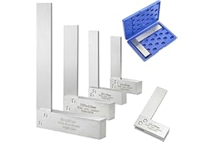 Suwimut Machinist Square Set 2, 3, 4, 6 Inch, Mechanical Engineer Hardened Steel High Precision Squares, 90 Degree Wide Base 