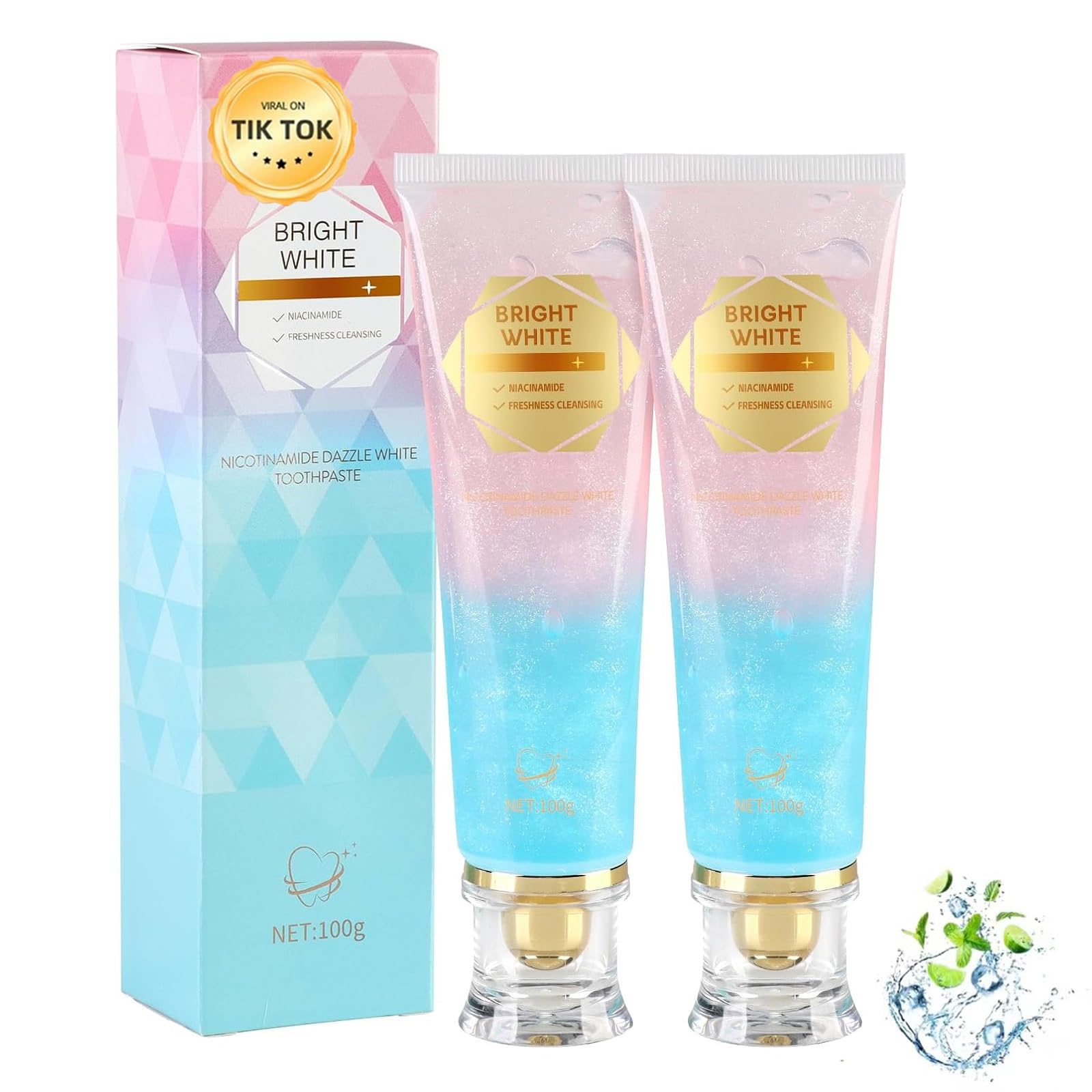 Photo 1 of 2PC Niacinamide Whitening Toothpaste, Niacinamide Intensive Whiten-ing Toothpaste, Triple Whitening Niacinamides Intensive Toothpastes, Gentle Mint, Fresh Breath, Remove Tooth Stains