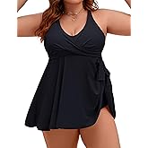 Edelqual Womens Plus Size Tankini Swimsuit Two Piece Tummy Control Bathing Suits Swim Dress Swimwear with Shorts