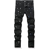 GHYYHG Men's Ripped Regular Straight Leg Fit Jean
