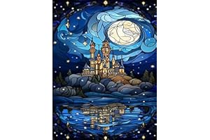 AIBOERL Diamond Painting Kits, Moon Castle 5D DIY Full Drill Diamond Art Painting Kits for Adults, Seaside Diamond Painting Gem Art Craft for Home Wall Decor (11.8 * 15.8 inch