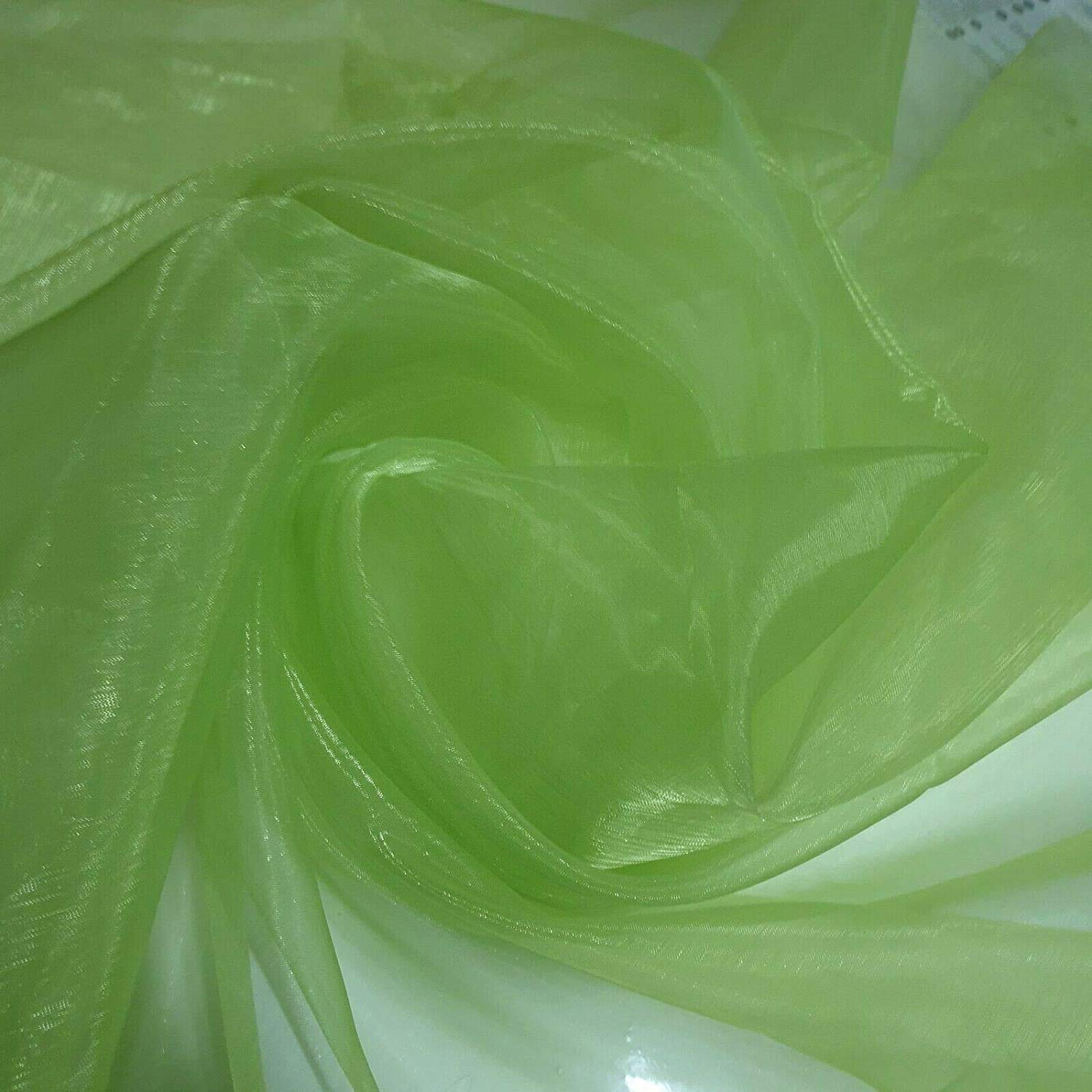 Sheer Organza Fabric Voile Drape Curtain, Wedding Fabric 150cm Organdie by Meter (25+ Colours) (Lime, 5 Meter)