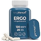 L-Ergothioneine 25mg - 120 Vegetarian Capsules, 4-Month Supply, Antioxidant Supplement for Wellness Routine, GMP Certified, Made in USA