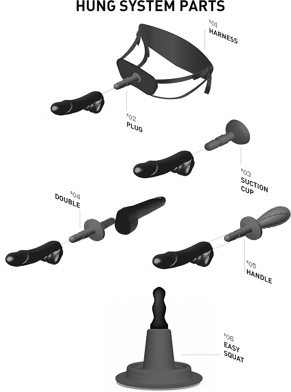 HUNG Butt Plug Corny For System, 22.5 X 9 cm, Black - Image 3