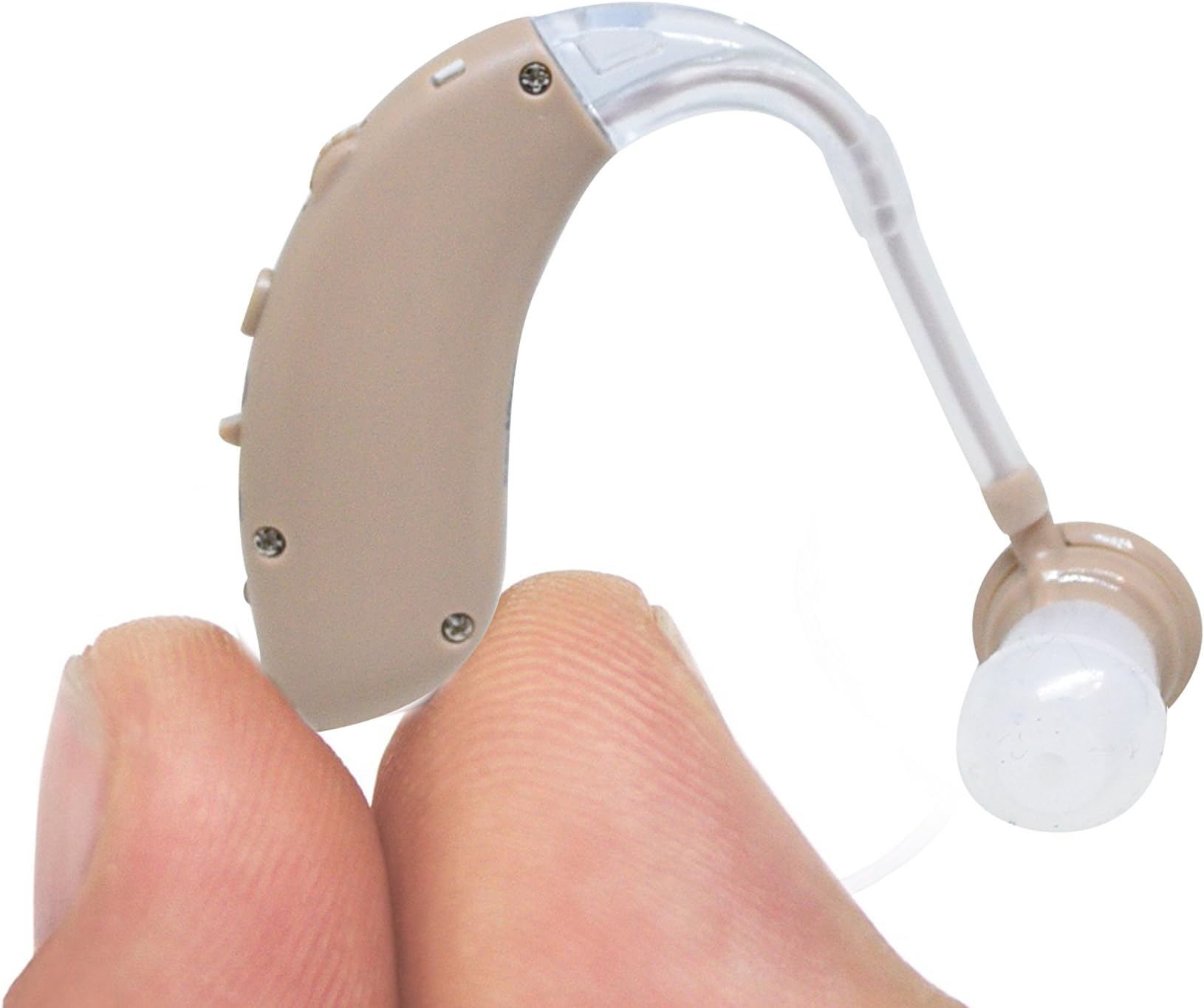 Beige Color,New Behind-The-Ear (BTE) Digital Hearing Ear Amplifier Kit by EASYUSLIFE, Rechargeable and Interchangeable, Adjustable Volume Control, Suitable for Men and Women