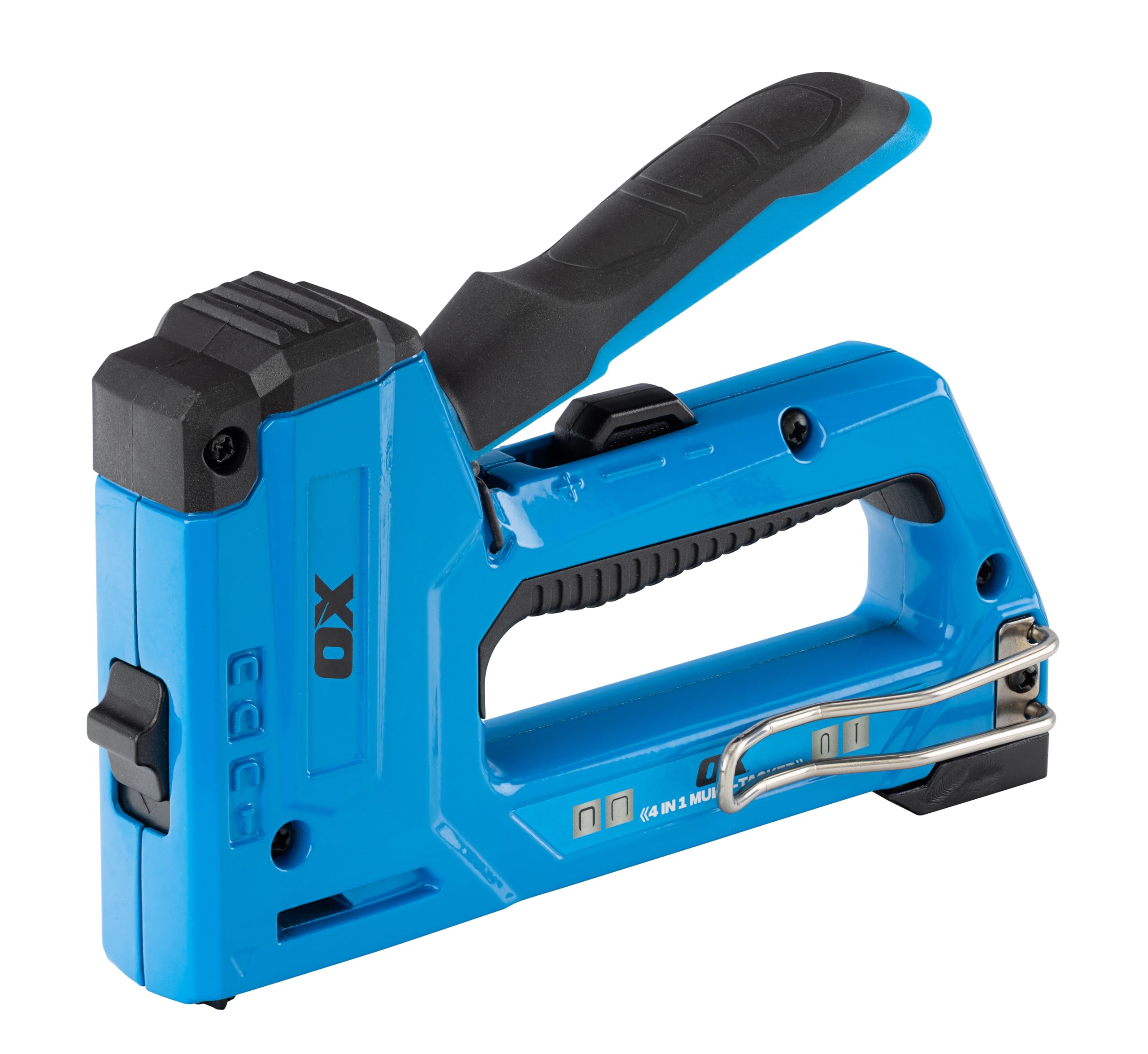OX Tools Pro 4 in 1 Heavy Duty Staple Gun for Carpentry, Upholstery, Roofing, Flooring, DIY, Decoration, Repair