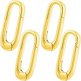 HINZIC 4Pcs 18K Gold Filled Oval Necklace Clasps Bracelet Pendant Carabiner Closures Necklace Enhancer Wedding Spring Ring Connector for Jewelry Making - 0.7" x 0.28"