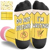 HAPPYPOP Funny Reading Writing Gifts - Book Lover Socks for Female Male Readers Authors