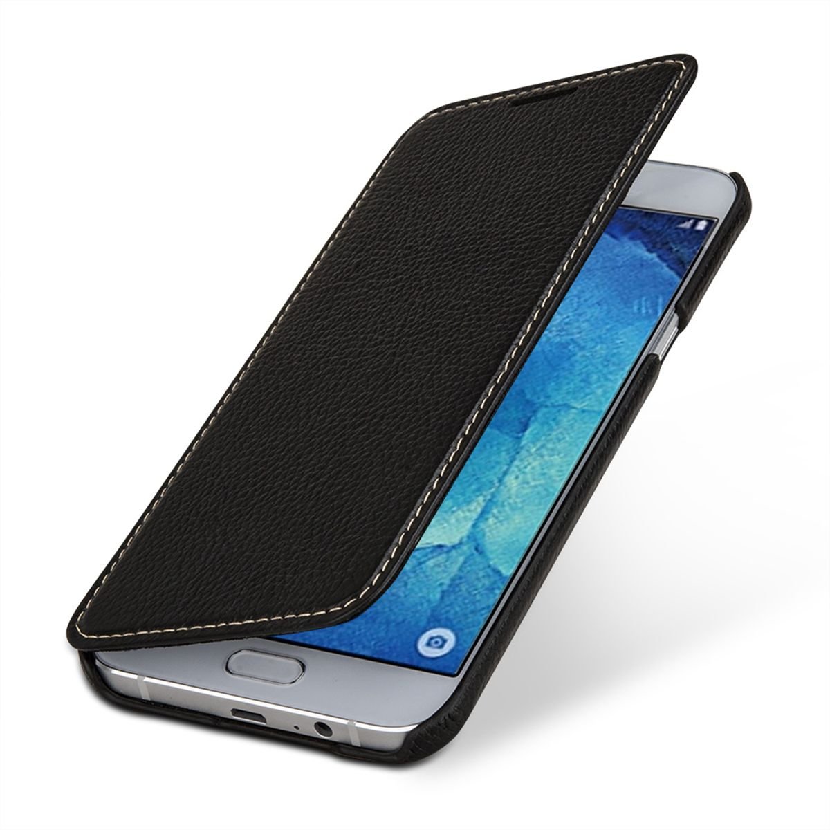 StilGut Samsung A8 2015 Case, Genuine Leather Book Type Cover for Samsung Galaxy A8 2015 Edition, Black โ image 1