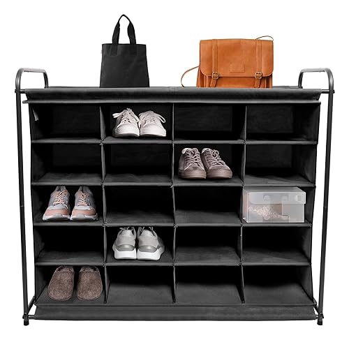 MULISOFT 5-Tier Shoe Cubby with 20-Grid Storage, Shoe Rack Organizer ...