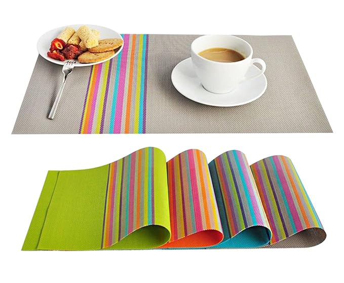 FOOKREN Platzdeckchen 4er Set PVC Platzsets Abgrifffeste Hitzebeständig Tischsets Abwaschbar Rutschfest Schmutzabweisend und 