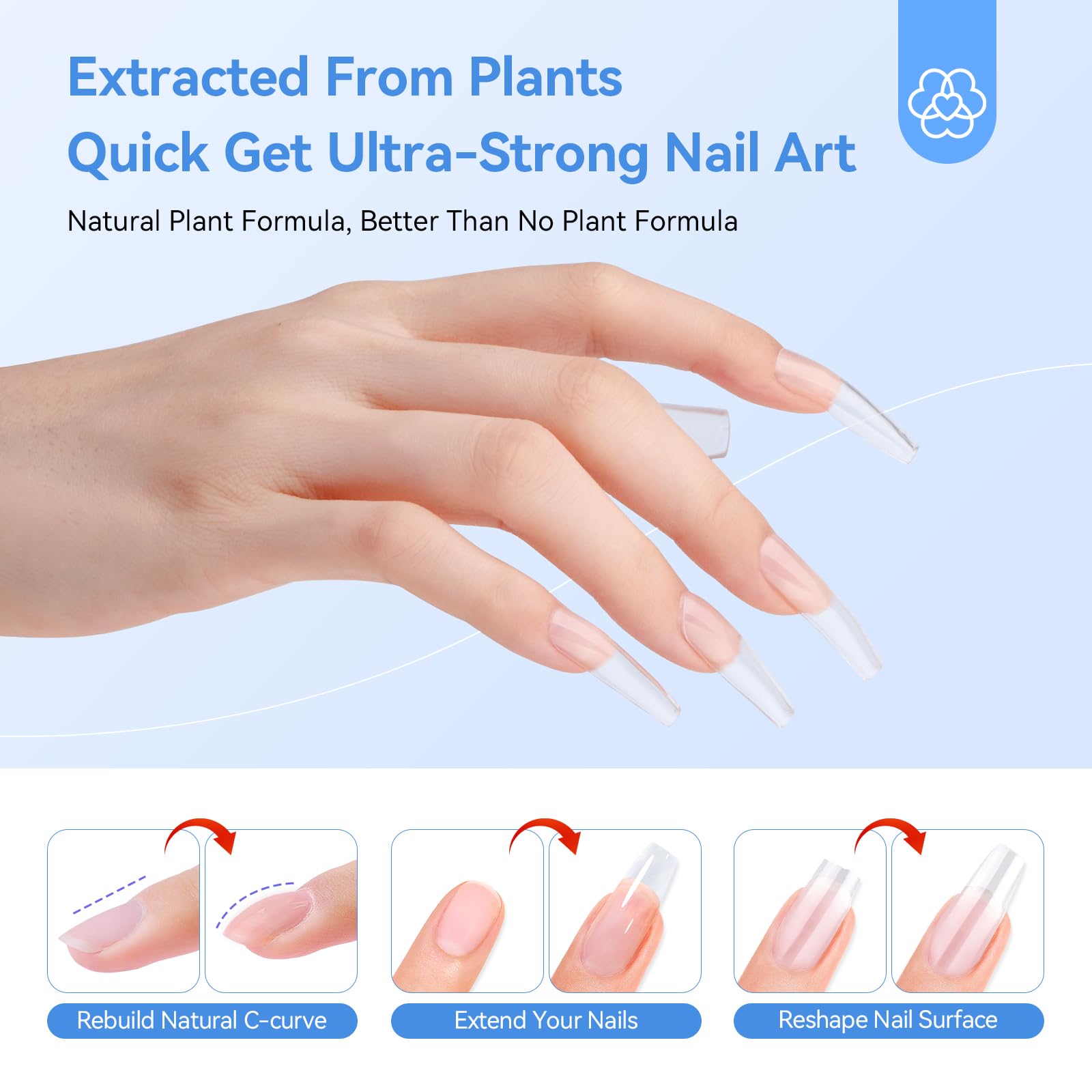 SAVILAND Clear Builder Nail Gel Kit in a Bottle: 3 Pcs 15ml Vitamin E Ingredient Builder Nail Gel Base & Top Gels with Castor Oil Hard Gels for Nails Strengthener Extension Repair Nail Art Home Salon - Image 5