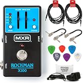 MXR Rockman MX100 Analog Tone Processor - Bundle with 2 Instrument Cables, 2 MXR Patch Cables and 6 Dunlop Picks