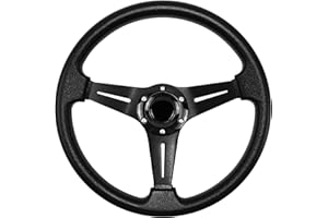 MOTAFAR Universal Racing Steering Wheel, Gaming Steering Wheel 13.6" 6 Bolts Grip Vinyl Leather with Horn Button for Race/Rally/Motorsport/Car Sim Driving(Black)