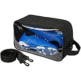 Vigooup Smell-Proof Soccer Cleats Bag for Men, Soccer Shoe Bag with Shoulder Strap & Luggage Sleeve, Clear Front, Water-Resistant & Odor-Control Sports Travel Gear Organizer(1 PACK)