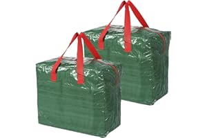 Sattiyrch 2-Pack Christmas Garland Bags Holiday Garland Storage Includes Card Slot Dual Zipper and Carry Handles Waterproof Polyethylene (Green)