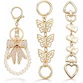 Redeam Cute Gold Bag Chain Extender, Handbag Strap for Purse with Pearl Chain Bow Charm, Shoulder Bag Accessories, Purse Acce