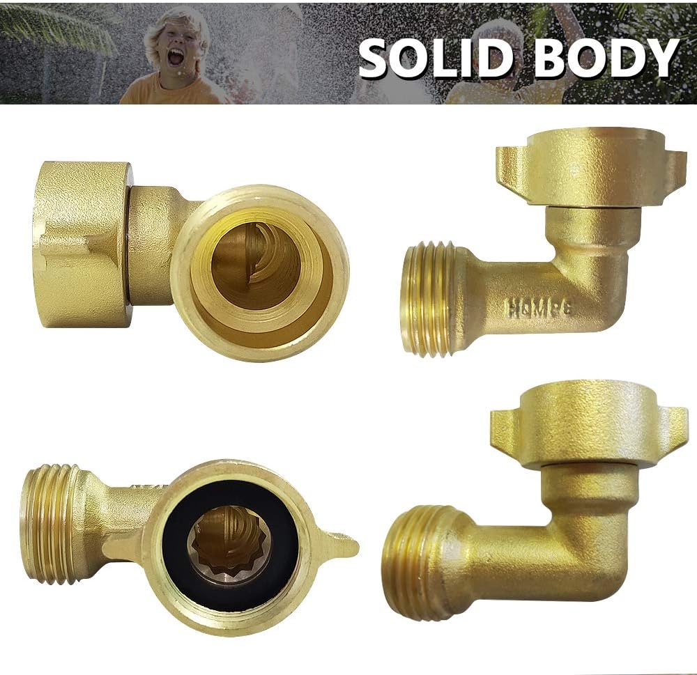 HQMPC Garden Hose Connector 90 Degree Brass Garden Hose Elbow Solid Brass Adapter (2Pcs)+ Extra 4 Pressure Washers : Garden & Outdoor