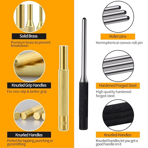 14pc Pin Punch Set With Universal Block, 9 Punches, And Rubber Hammer – Perfect For Gunsmithing, Jewelry, And Repairs