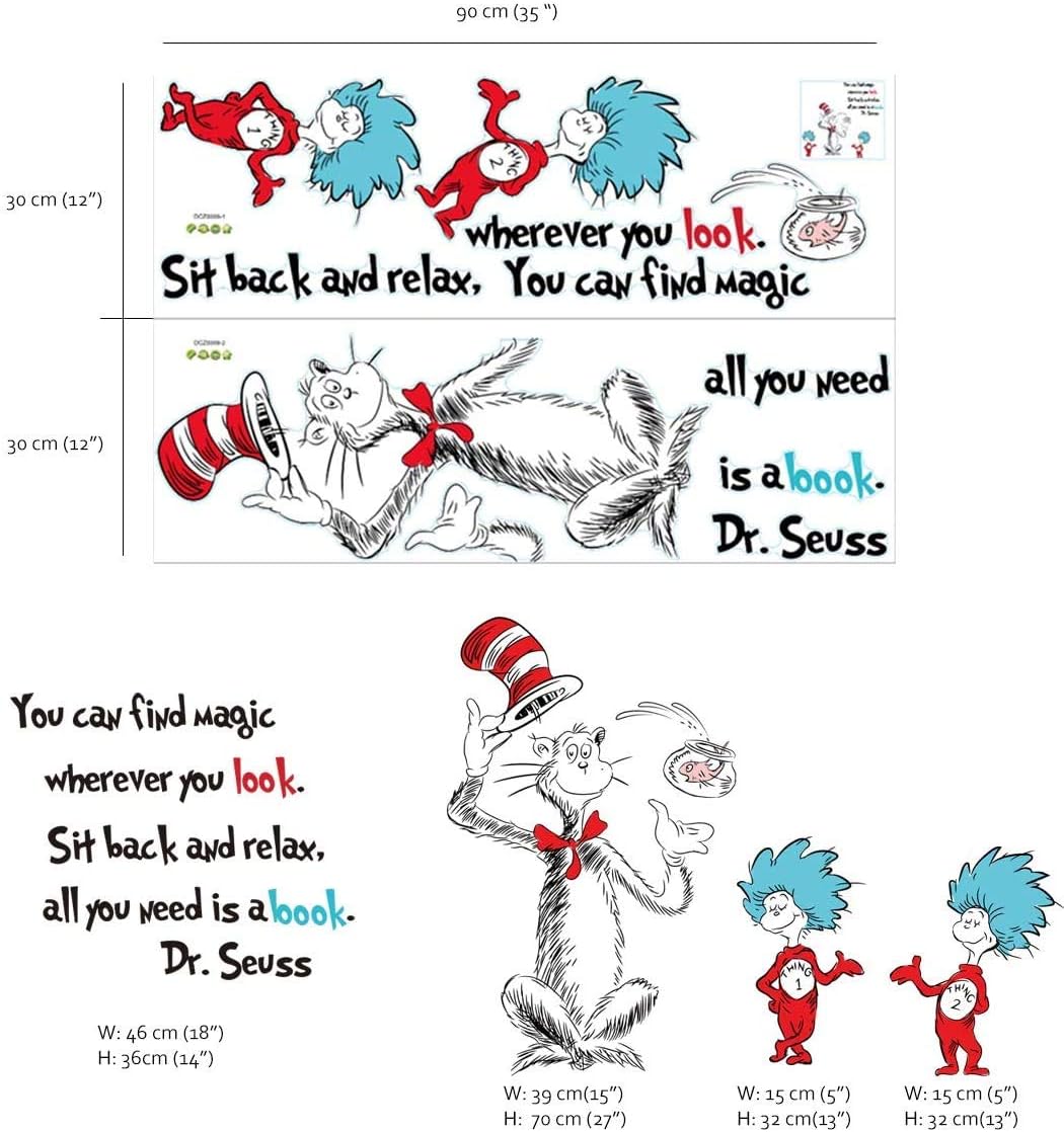 Runtoo Dr Seuss Quotes Saying Wall Decals Kids Educational Wall Stickers Children Reading Room Baby Nursery Wall Décor - Image 5