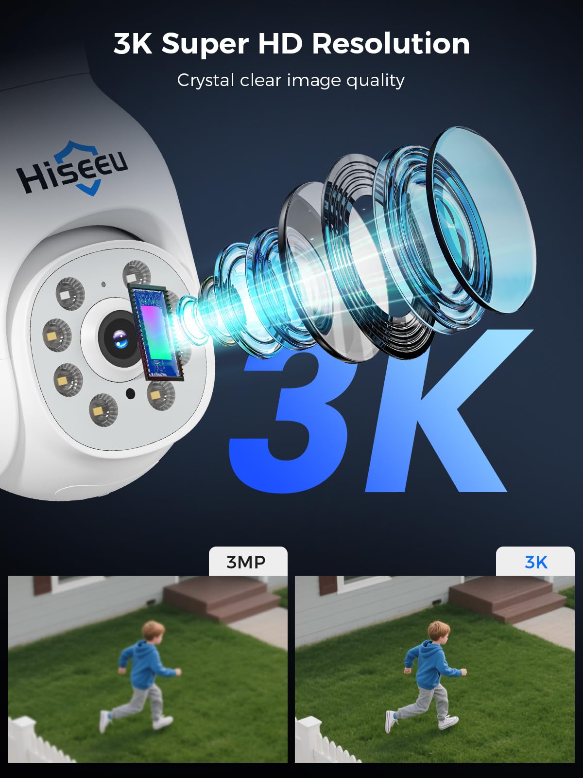 Hiseeu 5MP Wireless PTZ Security Camera System, Indoor Outdoor IP66 Waterproof WiFi Camera, 4K 10CH NVR, 2-Way Audio, Motion Detection Alarm, 24/7 Surveillance, 1TB Hard Drive (Plug-in Power Supply)