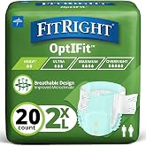 FitRight Adult Incontinence Briefs with Tabs, Moderate Absorbency, 2XL, 60" to 70", 20 Count