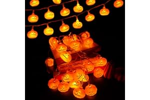 suddus 20 LED Halloween Lights Battery Operated, 9.8 FT Pumpkin String Lights with 8 Modes, Orange Lights for Halloween Decorations Indoor, Outdoor