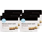 Amazon Brand - Happy Belly Protein Chewy Bars, Peanut Butter & Dark Chocolate, 30 Count (6 Packs of 5)