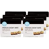 Amazon Brand - Happy Belly Protein Chewy Bars, Peanut Butter & Dark Chocolate, 30 Count (6 Packs of 5)
