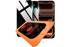 OMOTON Privacy Screen Protector for iPhone 17 Pro Max [Auto-Align Installation], Tempered Glass with 9H+ Hardness & 12FT Military Grade Shatterproof, 100% Anti-Spy, Full Coverage Protection, 2 Pack