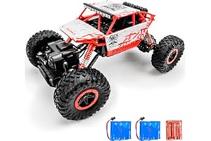 Cheerwing 1:18 Rock Crawler 2.4Ghz Remote Control Car 4WD Off Road RC Monster Truck 2 Battery(Red)