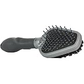 FURminator Dual Grooming Brush for Dogs &amp; Cats | Metal Bristles Detangle &amp; Massage, Boar'S Hair Smooths &amp; Shines, Ergonomic Handle For Comfort