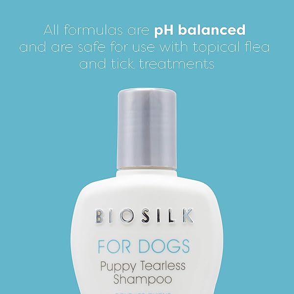 BIOSILK FOR DOGS PUPPY TEARLESS SHAMPOO, GENTLE DOG WASH WITH SILK PROTEINS, PARABEN AND SULFATE FREE FORMULA HELPS CLEAN AND CONDITION COATS FOR PUPPIES AND DOGS, 12 FL OZ