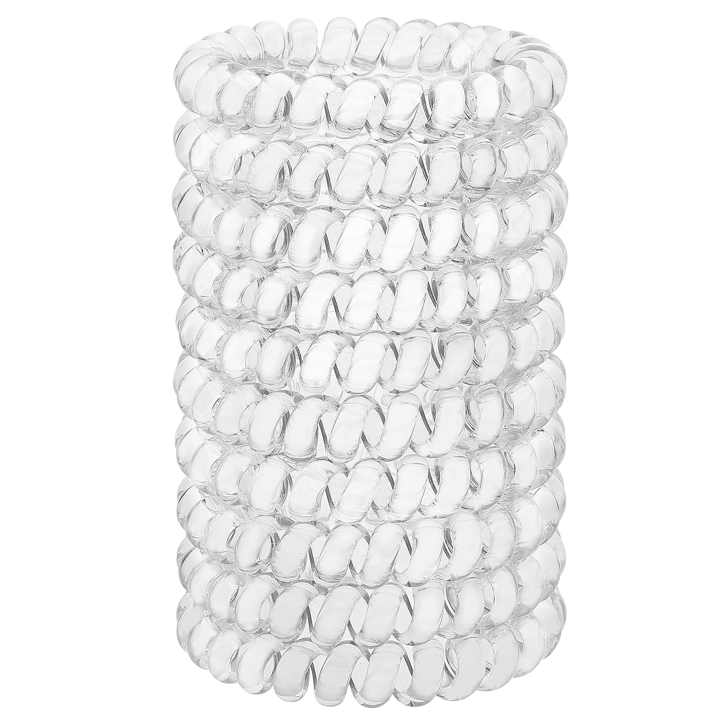 JessLab Spiral Hair Ties, 10 Pcs Traceless Phone Cord Bracelet Plastic Coil Ponytail Holders No-Damage Accessory for Girls Women Ladies, Color Assorted, Set 30