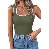 Yousify Women’s Square Neck Tank Tops 2026 Summer Sleeveless Shirts Casual Slim Fitted Color Block Ribbed Tanks