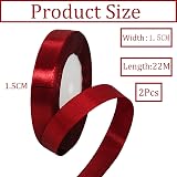 HONGCI 2 Rolls 15mm Dark Red Satin Ribbon 22m Gift Wrapping Christmas view 2