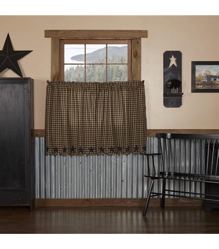 VHC Black Star Curtains | Primitive Star Quilt Shop