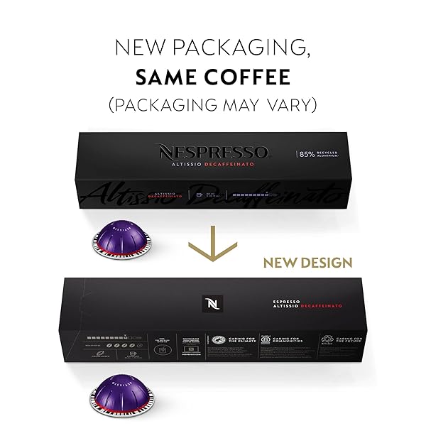 NESPRESSO CAPSULES VERTUO, ALTISSIO DECAFFEINATO, DARK ROAST ESPRESSO, 50-COUNT ESPRESSO PODS, BREWS 1.35 OZ.